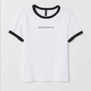 H&M divided tee "Being kind since 1988"